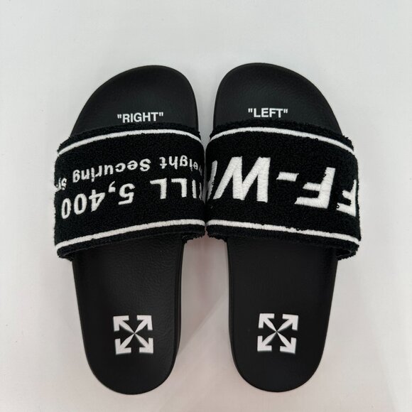 Off-White Men\'s Towel Embroidery Pool Slider Slides Sandals sz 5 EU 38 Slip-on main image 11